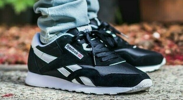 reebok classic nylon trainers in black